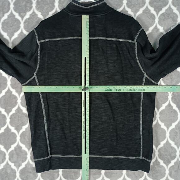 Tommy Bahama Pullover Sweater Mens Large Black Quarter Zip Marlin Logo Casual - Picture 8 of 11